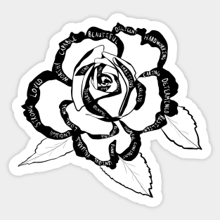 Black Affirmation Words Rose Sticker